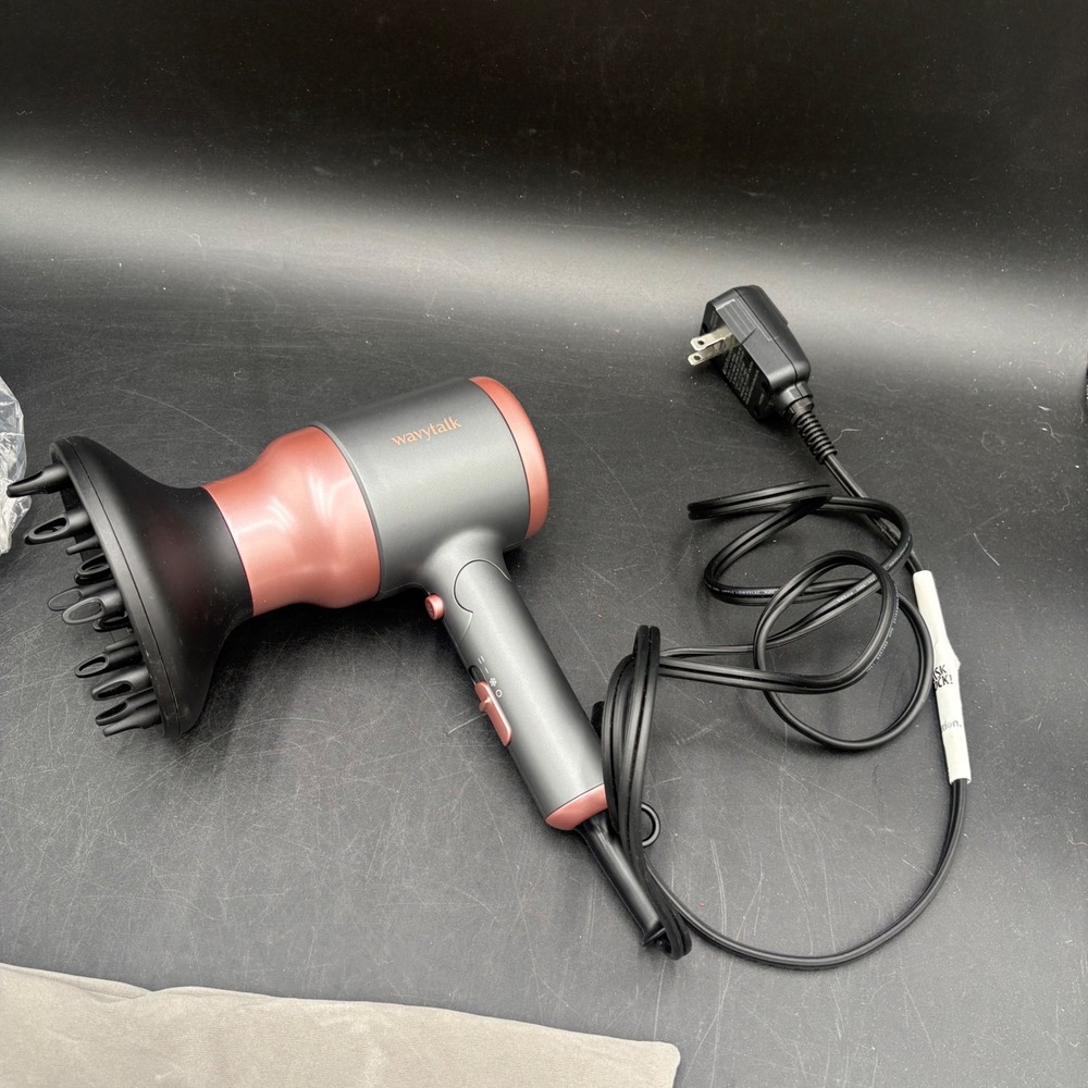 Wavytalk Hair Dryer Unisex OS Gray Excellent QL-5950 Folding 1600W Diffuser Set